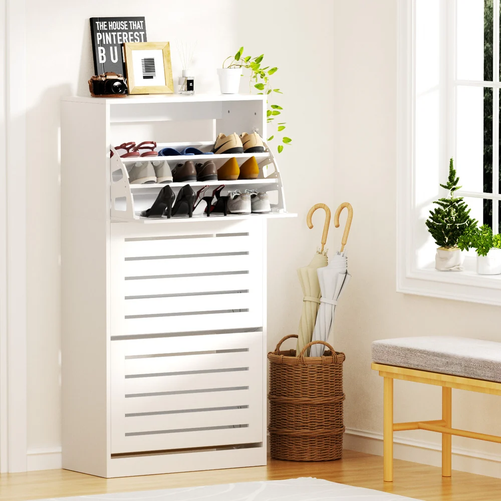 Shoe Cabinet Storage Drawer 45 Pairs White - Image 7