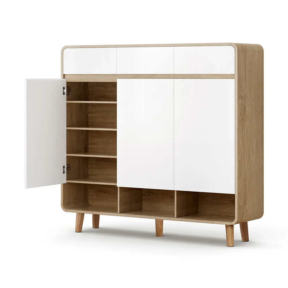 Shoe Rack Cabinet 25 Pairs Storage Cupboard Pine&White - Image 7