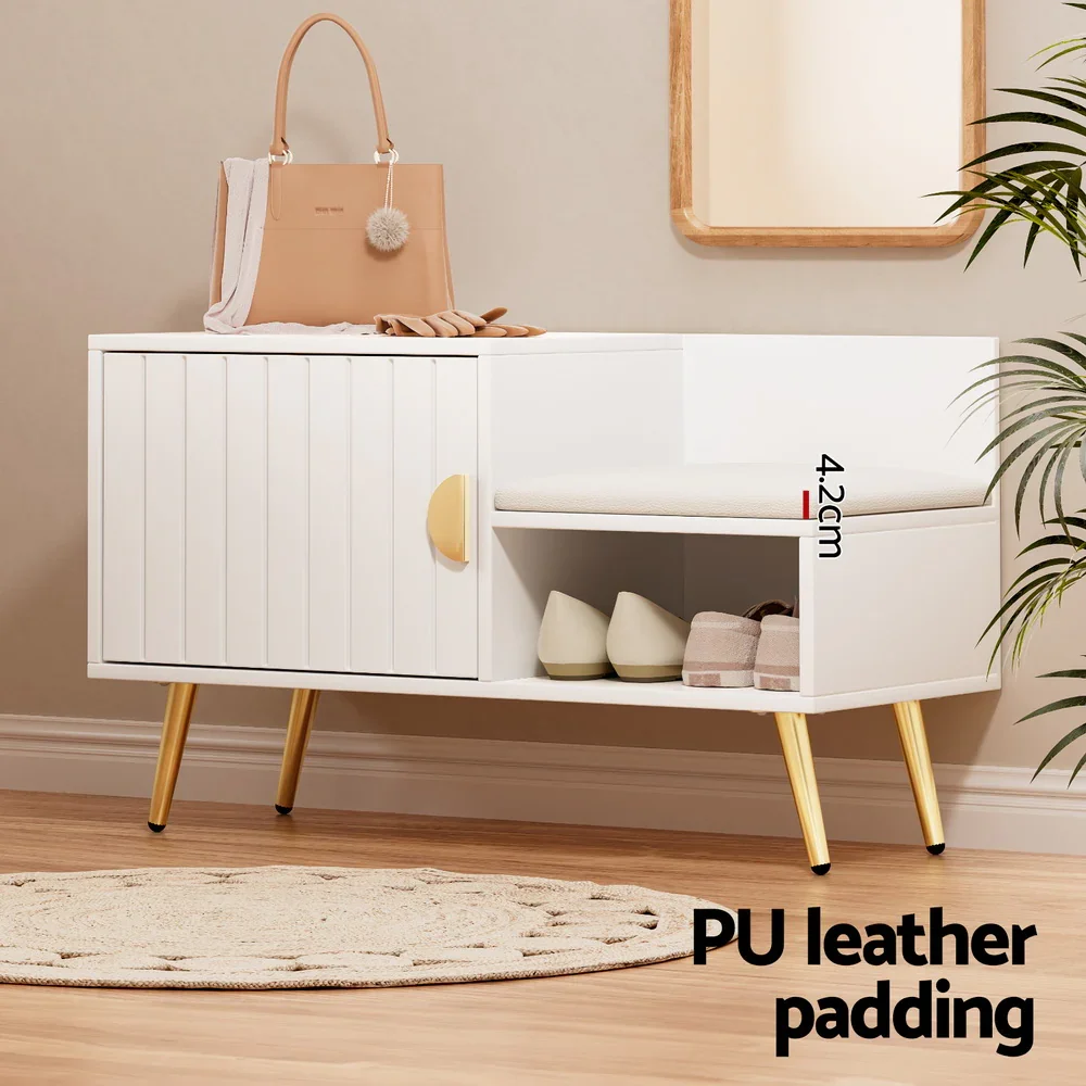 Shoe Rack Cabinet Bench 6 Pairs White - Image 4