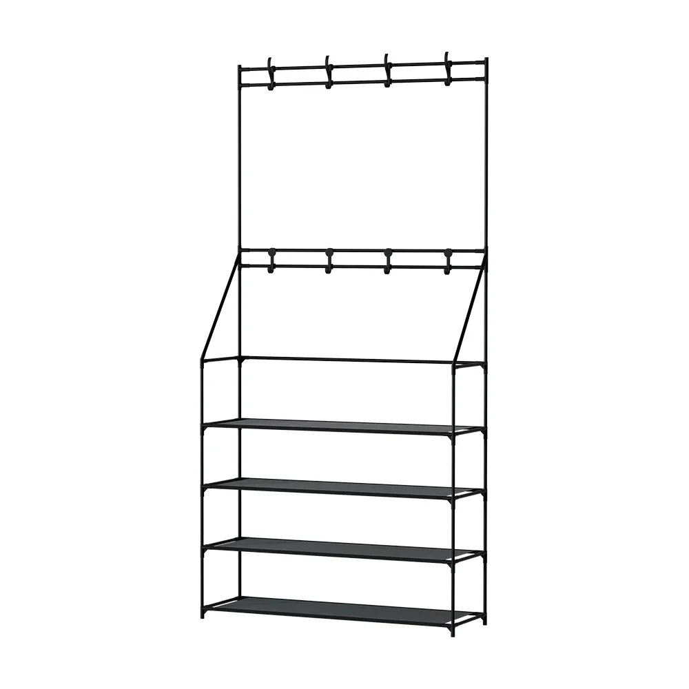 Shoe Rack Hall Tree 16 Pairs Black - Image 3