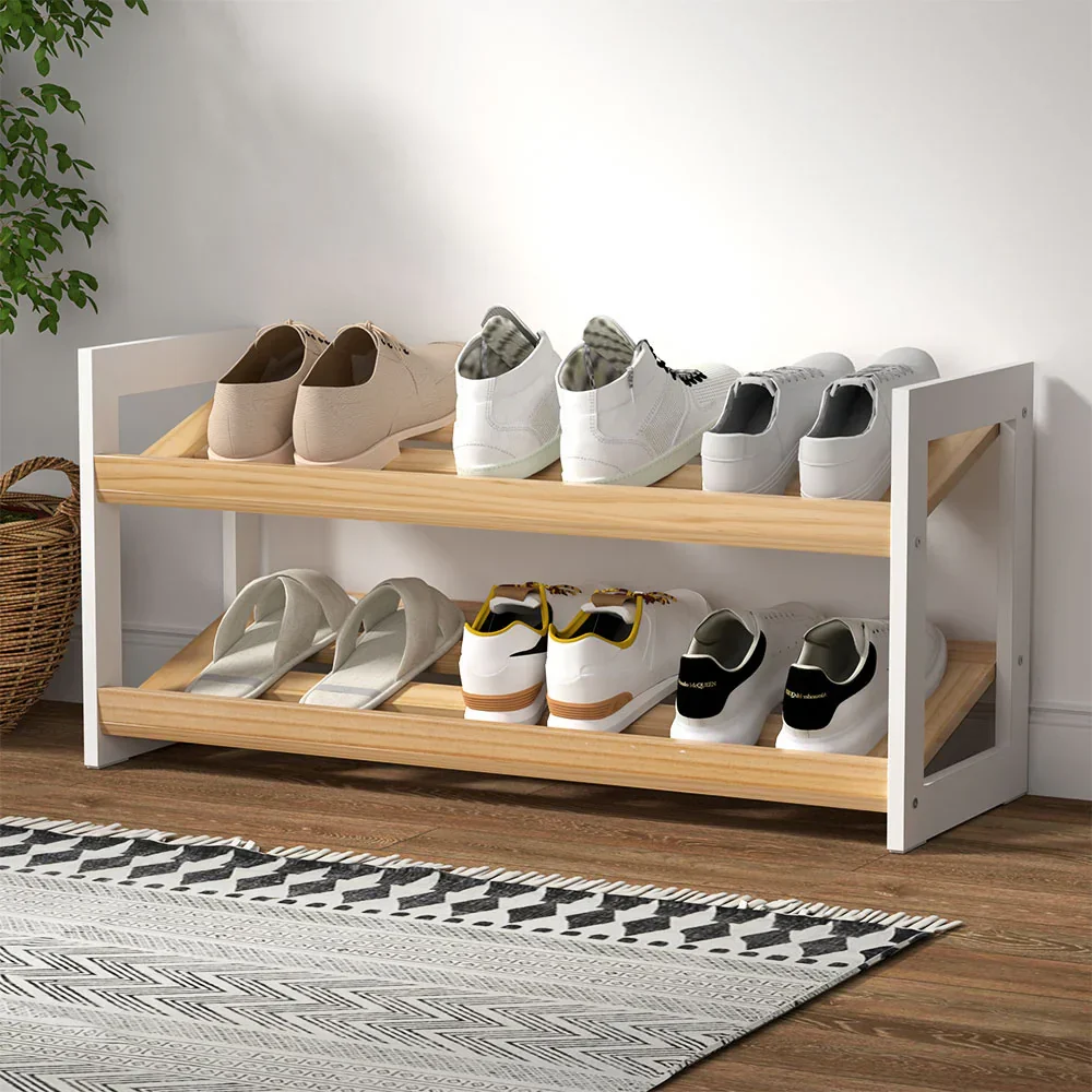 Shoe Rack 2 Tier 6 Pairs White Kara - Image 8