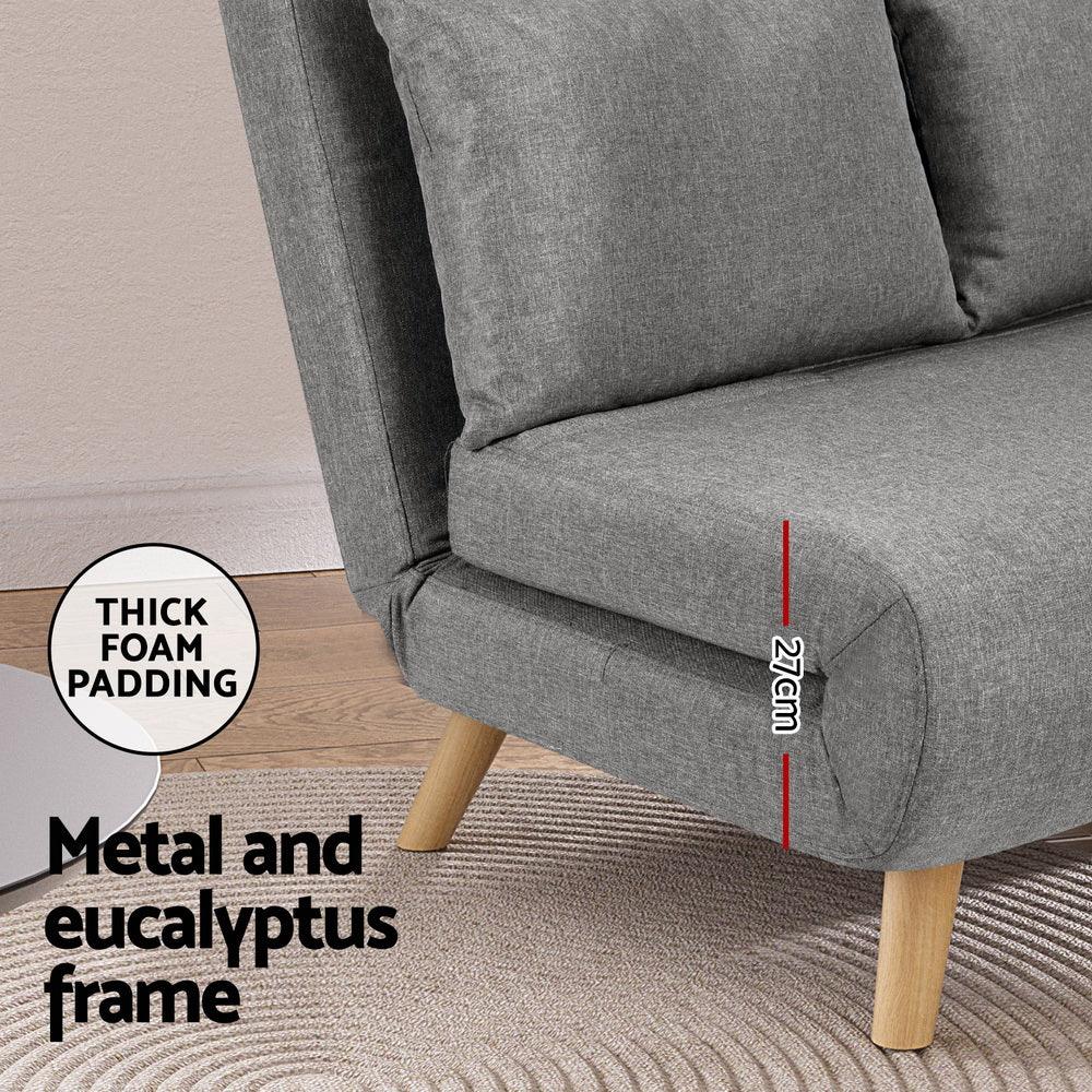 Sofa Bed 2 Seater Convertible Couch Recliner Lounge Chair Linen - Image 5