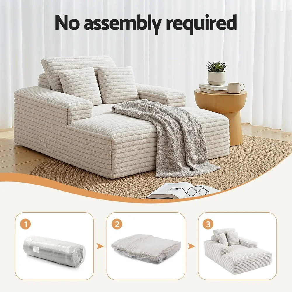 Sofa Bed Lounge Chair Recliner Couch Reading Chairs Sleeper Cloud Sofas Faux Fur Fabric - Image 3