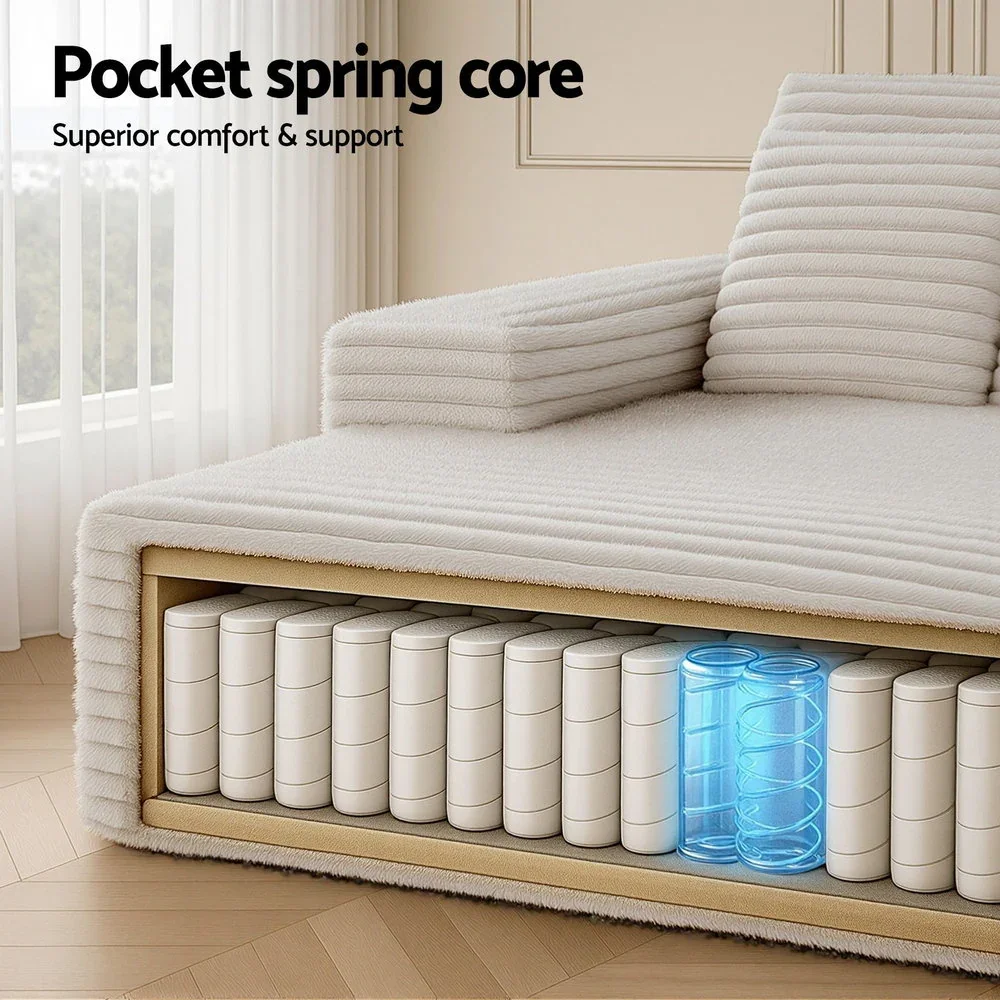 Sofa Bed Lounge Chair Recliner Couch Reading Chairs Sleeper Cloud Sofas Faux Fur Fabric - Image 4