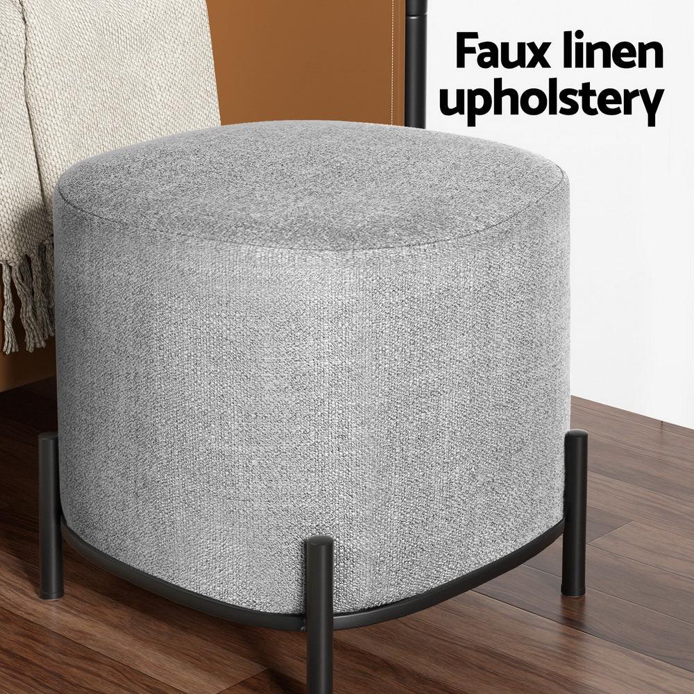 Ottoman Foot Stool Square Linen Grey - Image 5