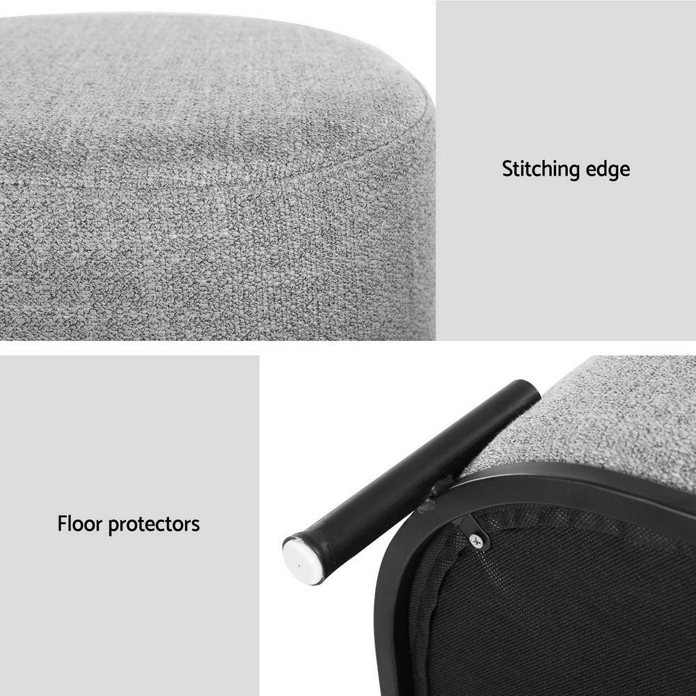 Ottoman Foot Stool Square Linen Grey - Image 6