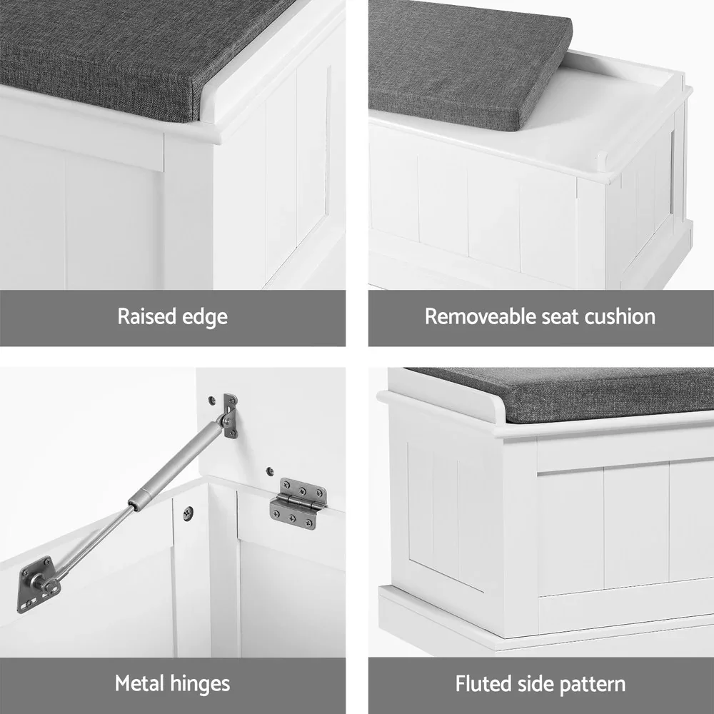 Storage Ottoman Blanket Box 140cm Fluted Grey - Image 6
