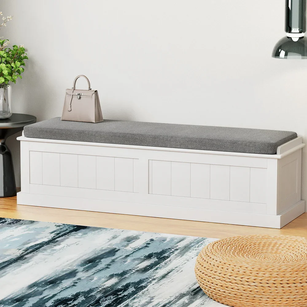 Storage Ottoman Blanket Box 140cm Fluted Grey - Image 7