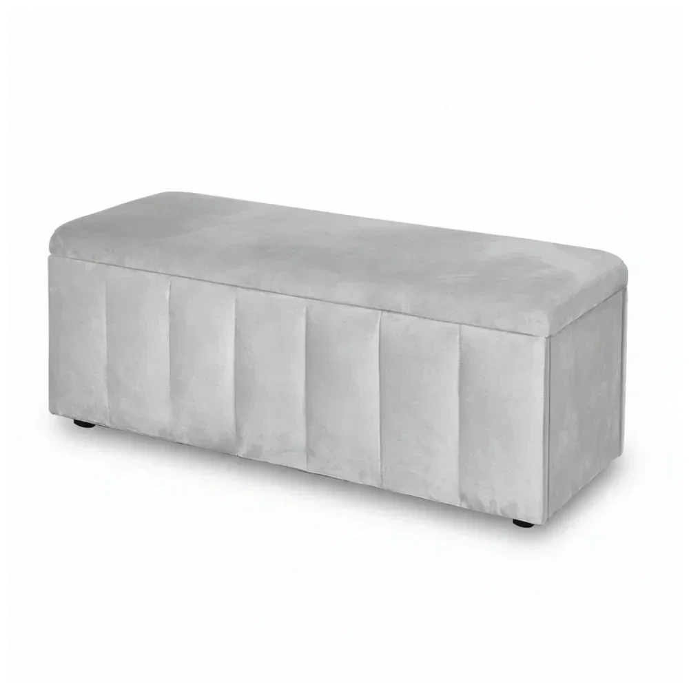 Storage Ottoman Blanket Box Velvet Grey 103cm - Image 6
