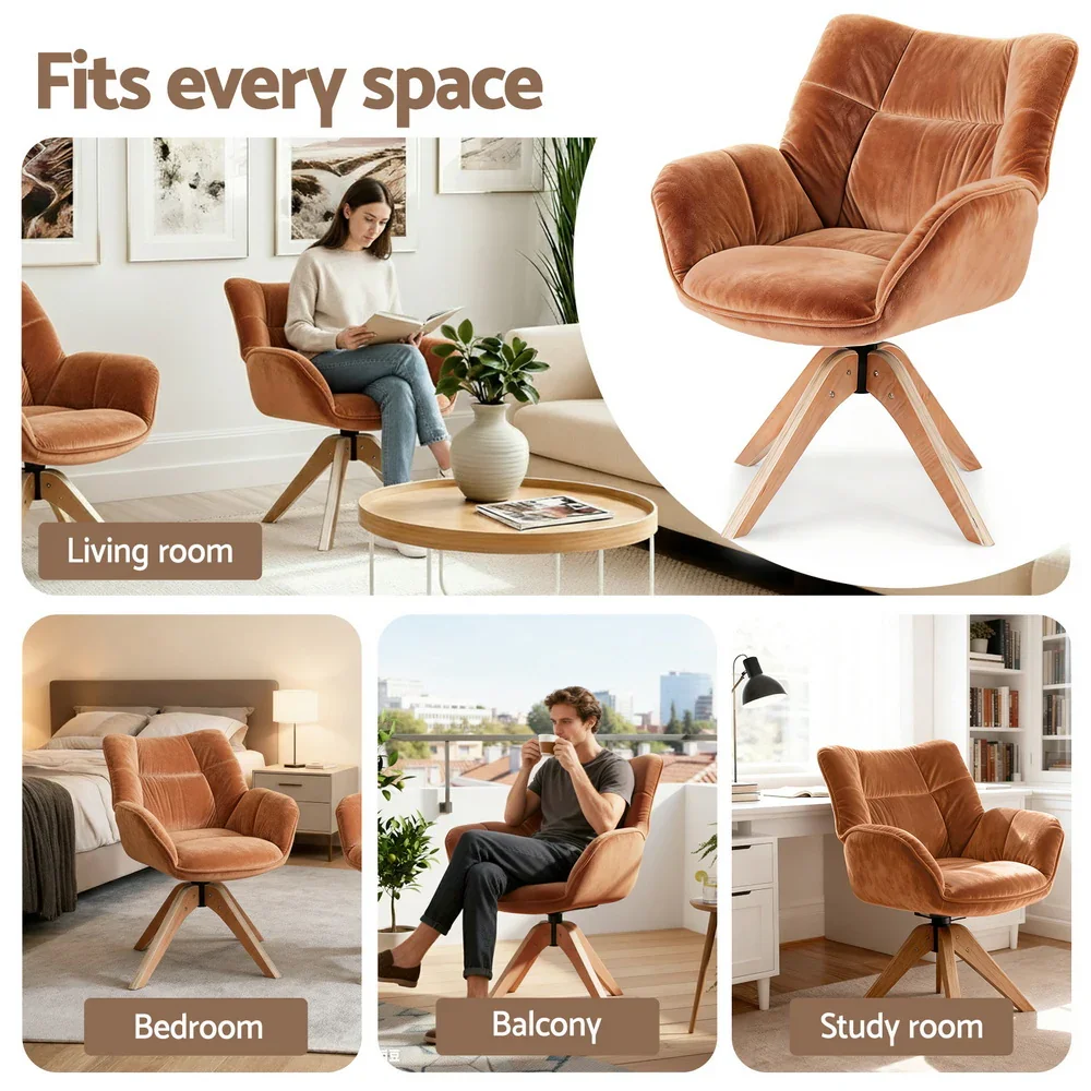 Swivel Chair Armchair Nursing Velvet Brown - Image 4