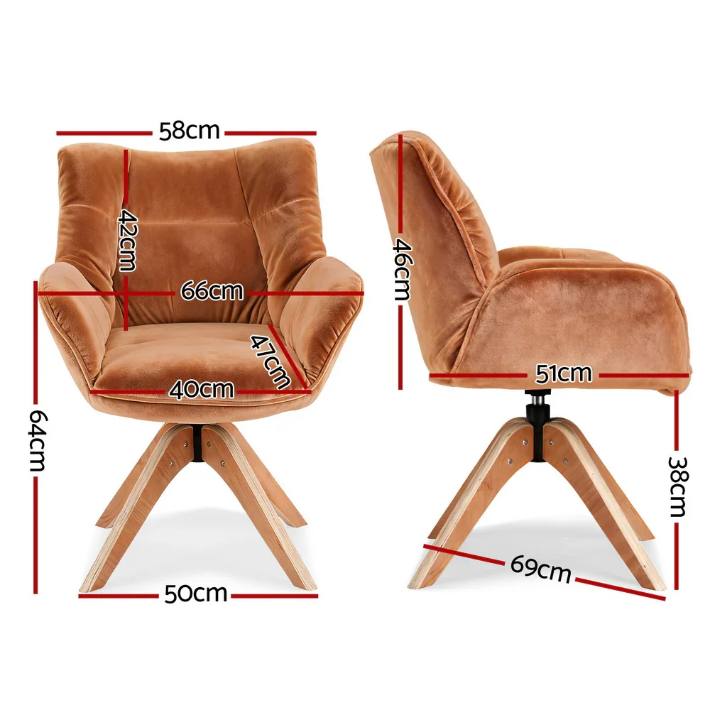 Swivel Chair Armchair Nursing Velvet Brown - Image 5