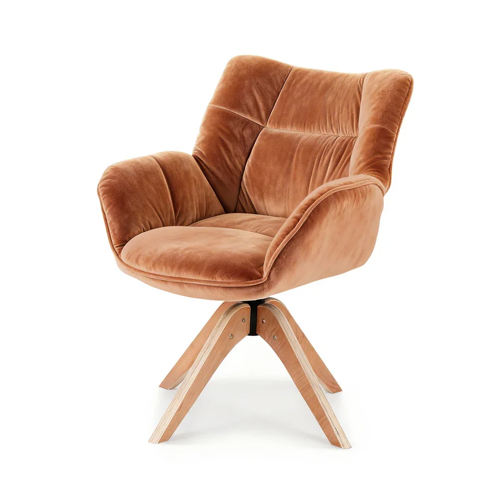 Swivel Chair Armchair Nursing Velvet Brown - Image 6
