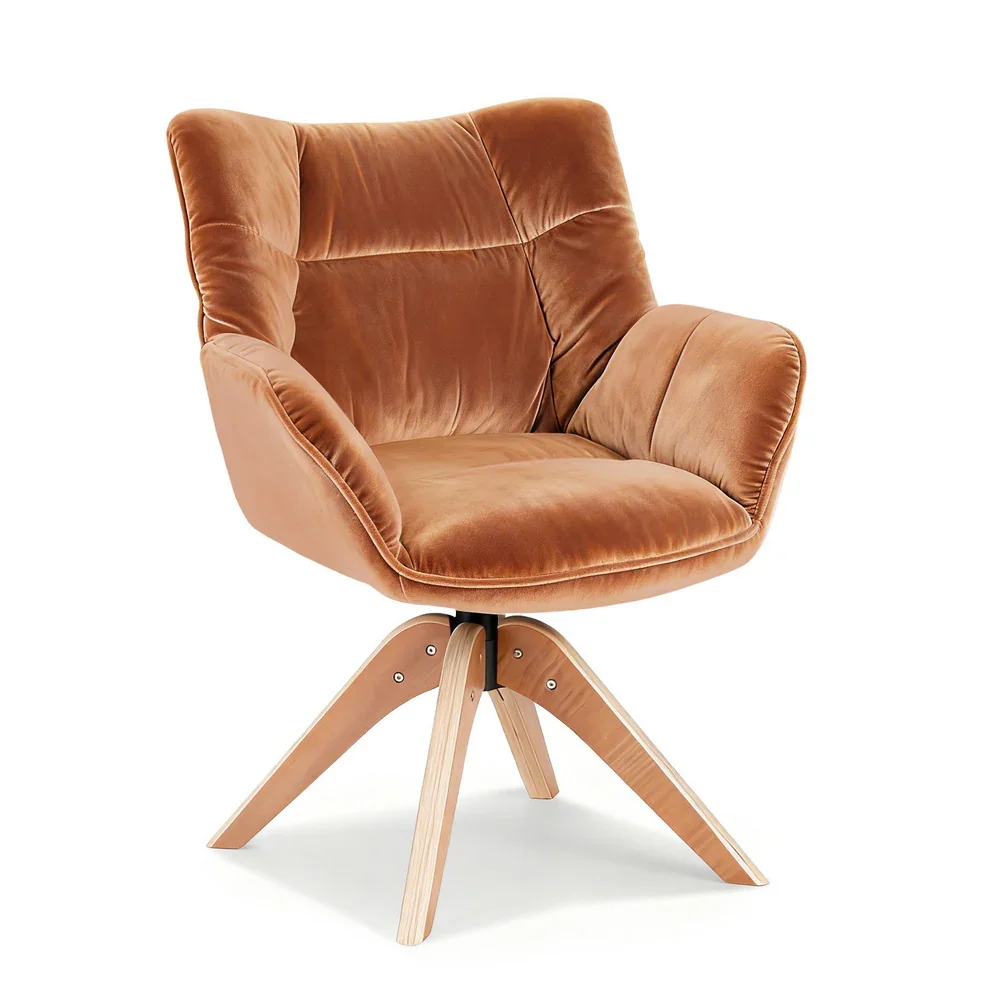 Swivel Chair Armchair Nursing Velvet Brown - Image 7