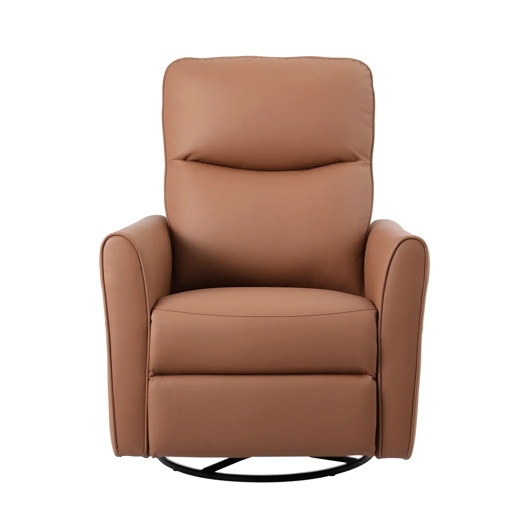 Swivel Recliner Chair Leather Rocking Reclining Sofa with Charging Ports LED Brown - Image 9