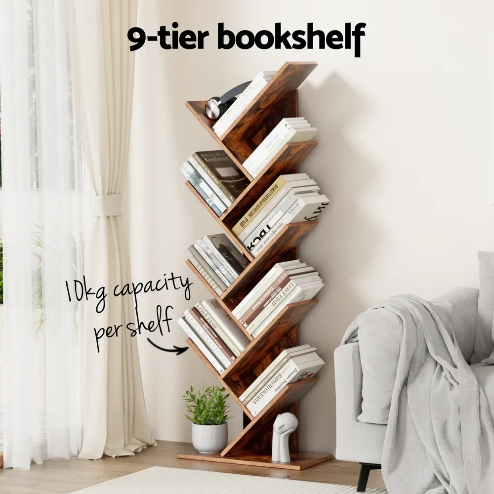Tree Bookshelf 9 Tiers Walnut - Image 4