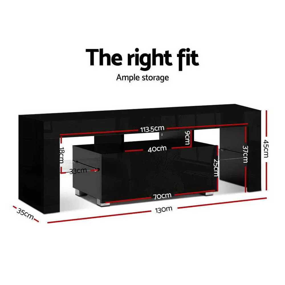 Entertainment Unit TV Cabinet LED 130cm Black Elo - Image 4