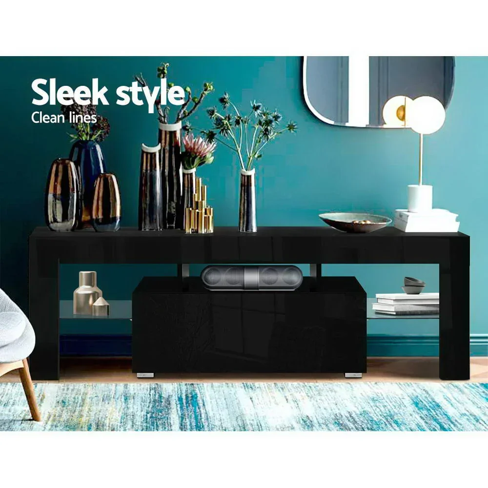 Entertainment Unit TV Cabinet LED 130cm Black Elo - Image 5