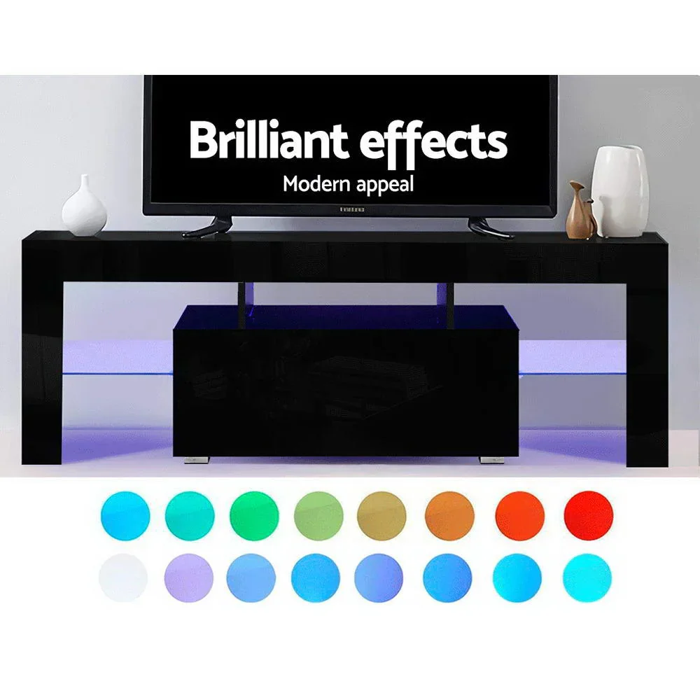 Entertainment Unit TV Cabinet LED 130cm Black Elo - Image 6