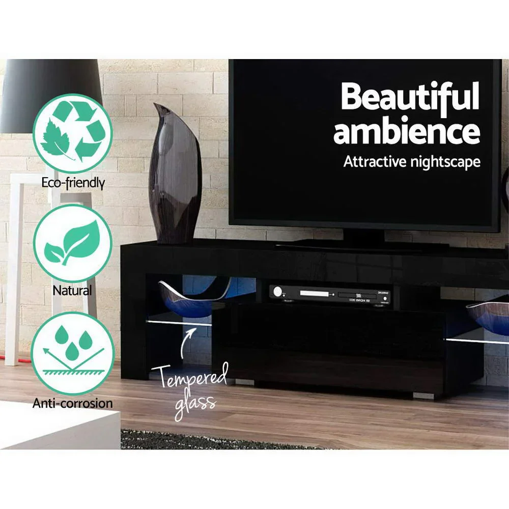 Entertainment Unit TV Cabinet LED 130cm Black Elo - Image 7