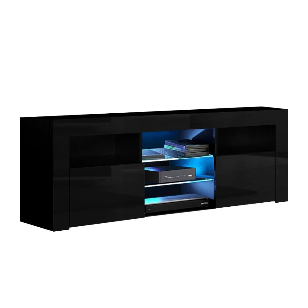 Entertainment Unit TV Cabinet LED 160cm Black Bobi - Image 3