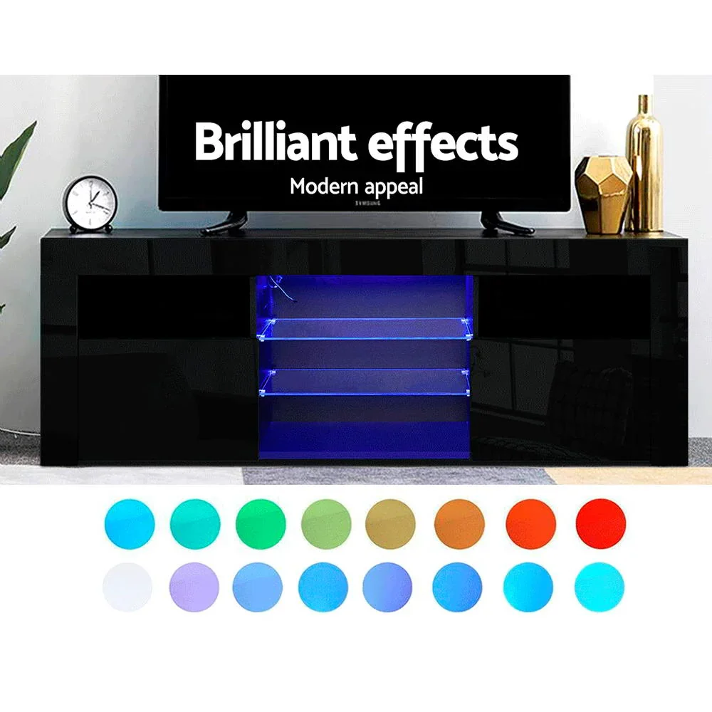 Entertainment Unit TV Cabinet LED 160cm Black Bobi - Image 5