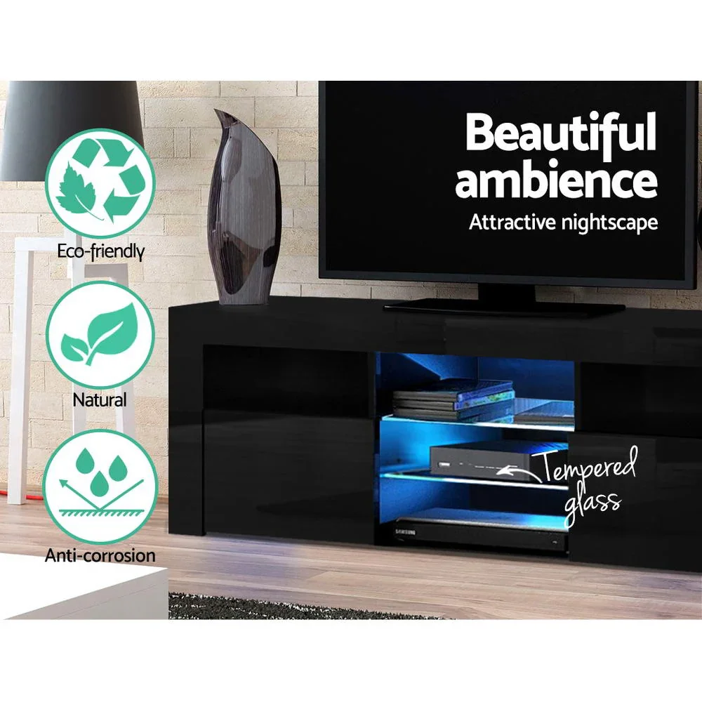Entertainment Unit TV Cabinet LED 160cm Black Bobi - Image 6