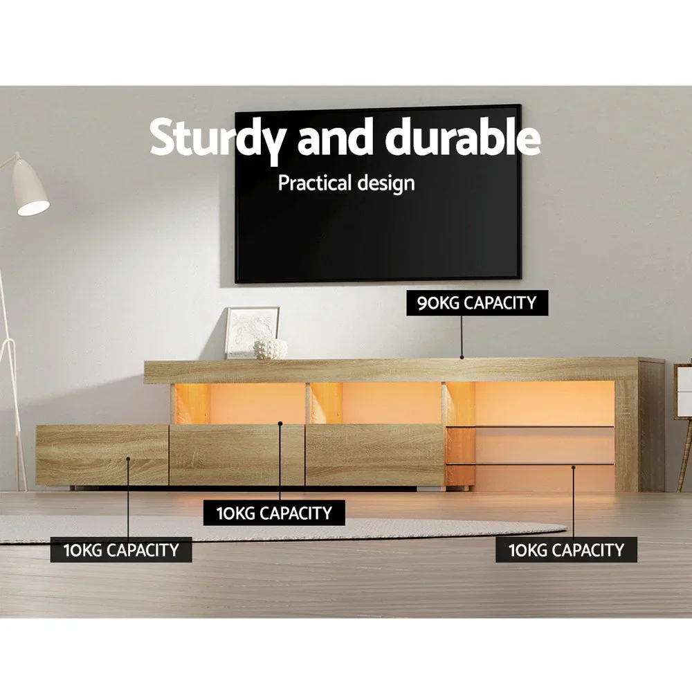 Entertainment Unit TV Cabinet LED 215cm Pine Caya - Image 8