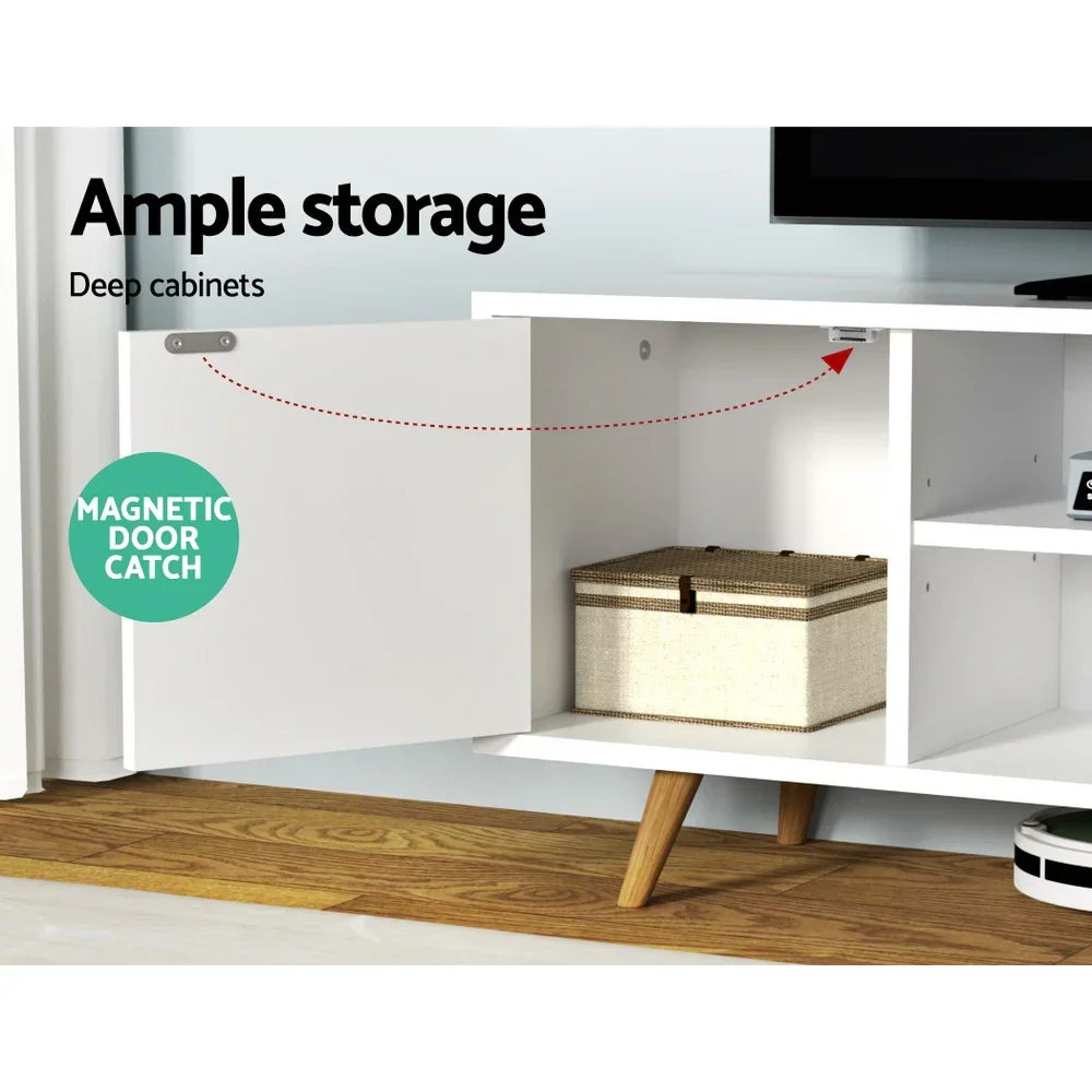 TV Cabinet Entertainment Unit 120cm White Larin - Image 6