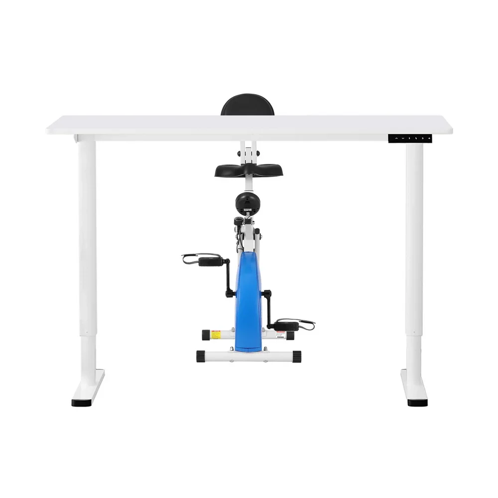 Under Desk Folding X-Bike with 120cm Automatic Standing Desk Magnetic Resistance White - Image 3
