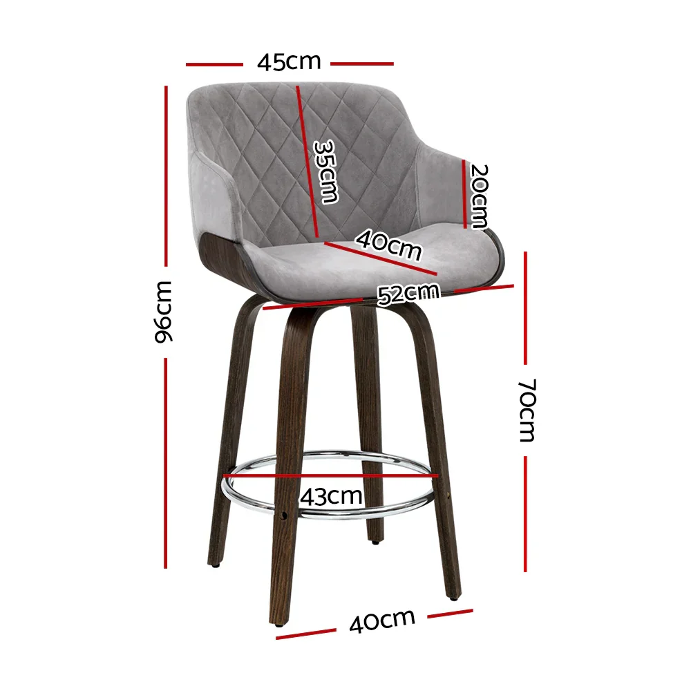 Bar Stools Swivel Velvet Padded Wooden - Image 2