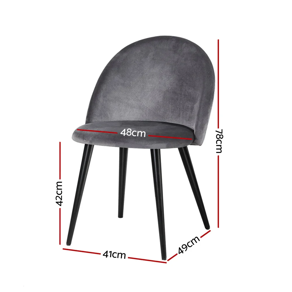 Dining Chairs Set of 2 Velvet Solid Curved Dark Grey - Image 3