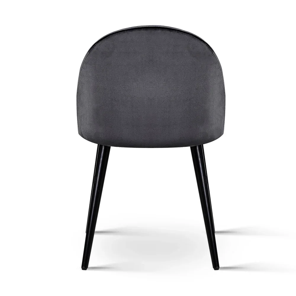 Dining Chairs Set of 2 Velvet Solid Curved Dark Grey - Image 6