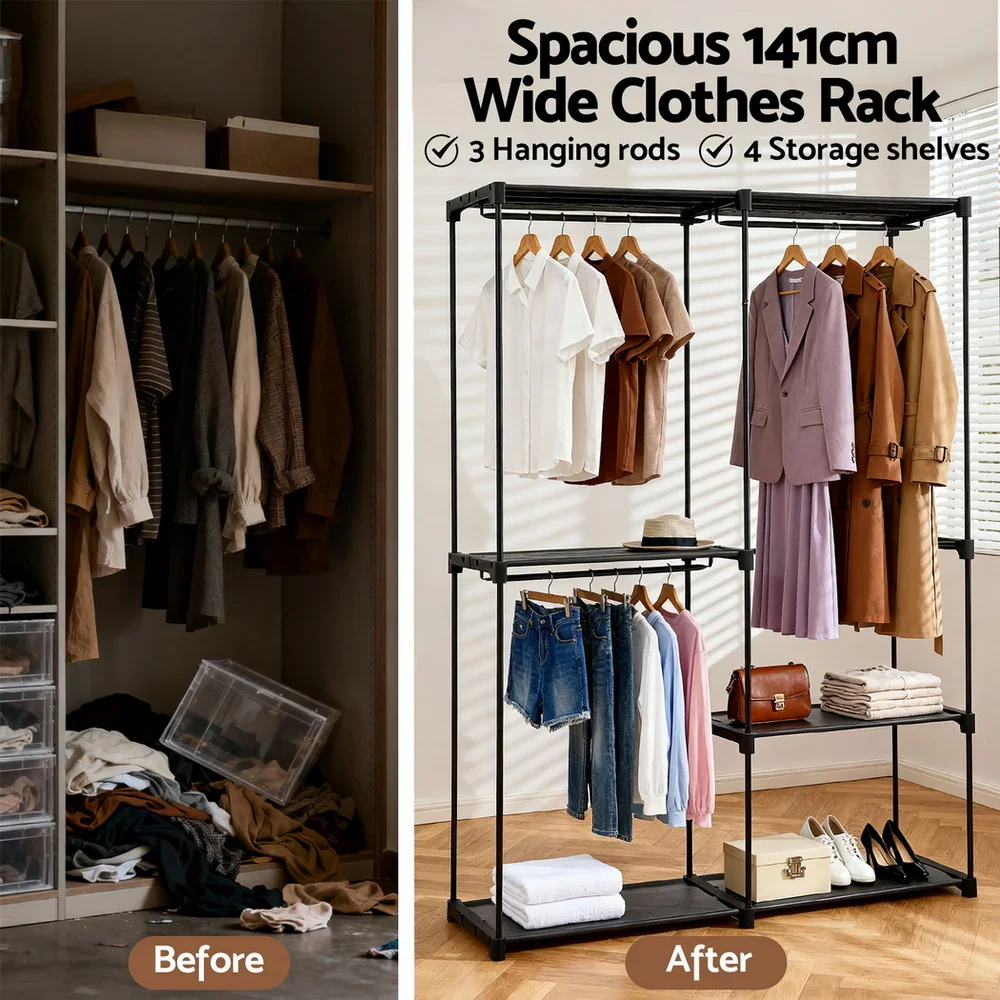 Wardrobe Clothes Rack Closet 181cm - Image 6