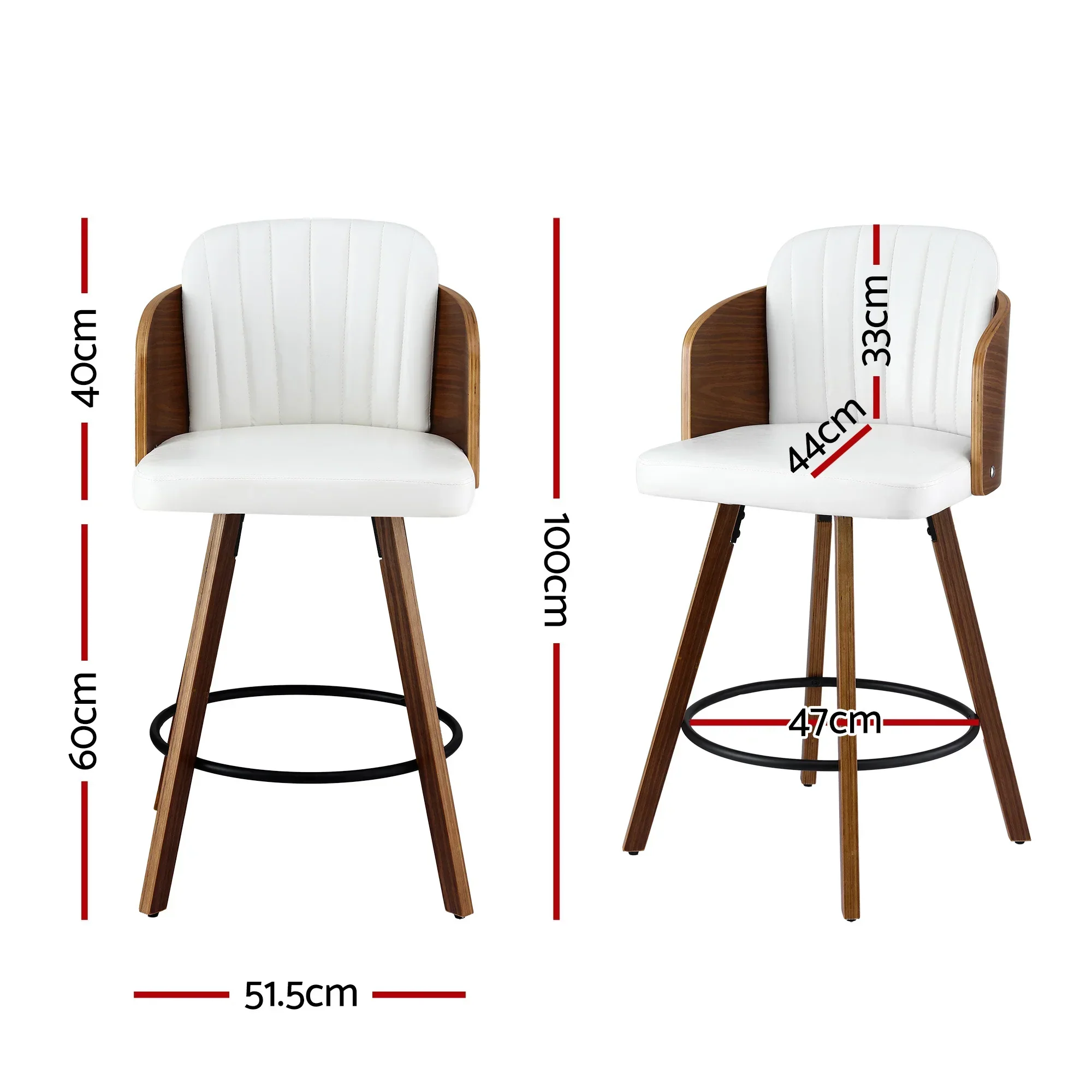 Wooden Bar Stools Swivel Kitchen Counter Stool Chair 58cm Seat Height - Image 2