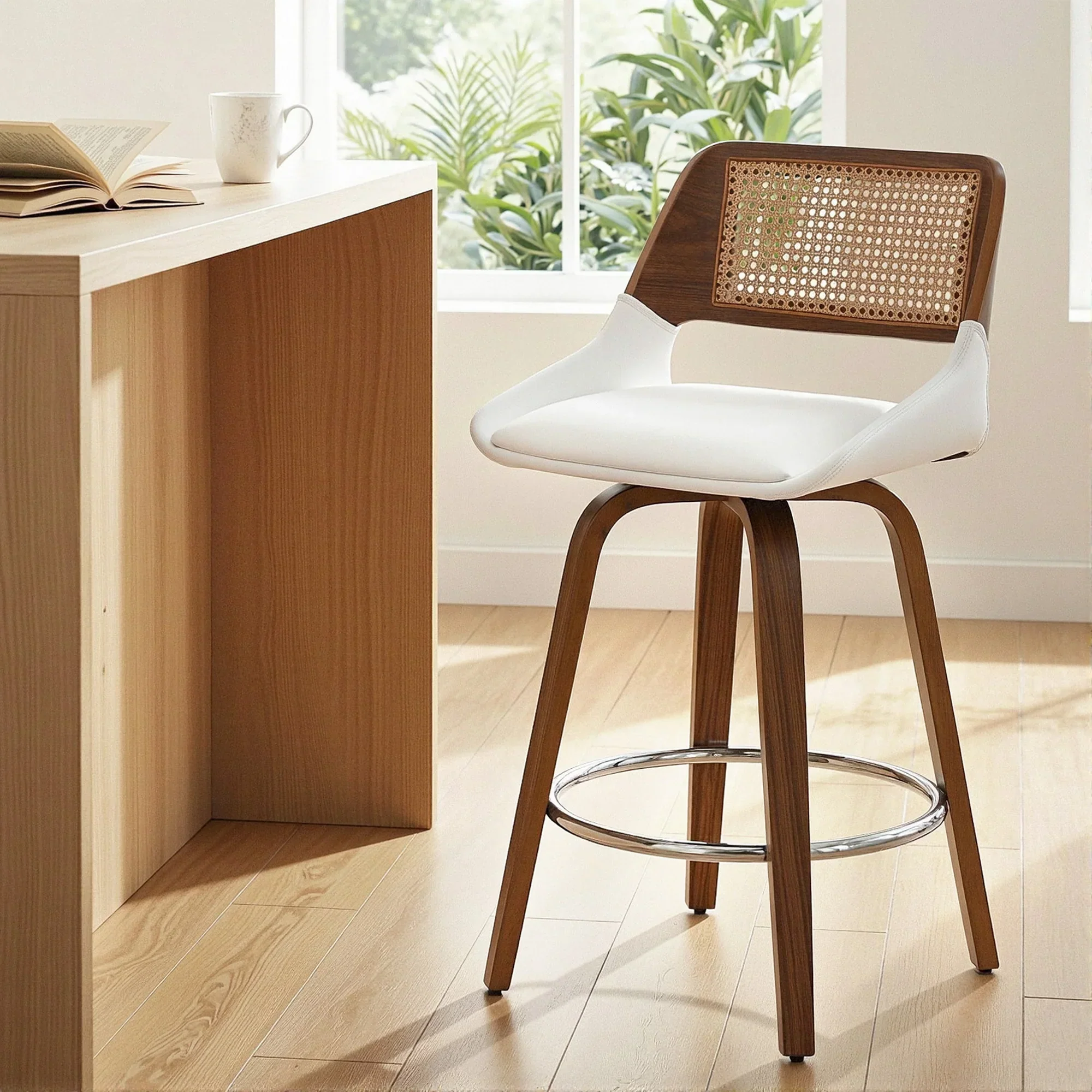Wooden Bar Stools Swivel Kitchen Counter Stool Chair 60cm Seat Height - Image 11