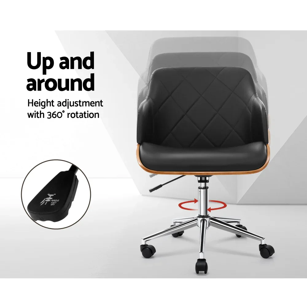 Wooden Office Chair Fabric Seat Black - Image 4