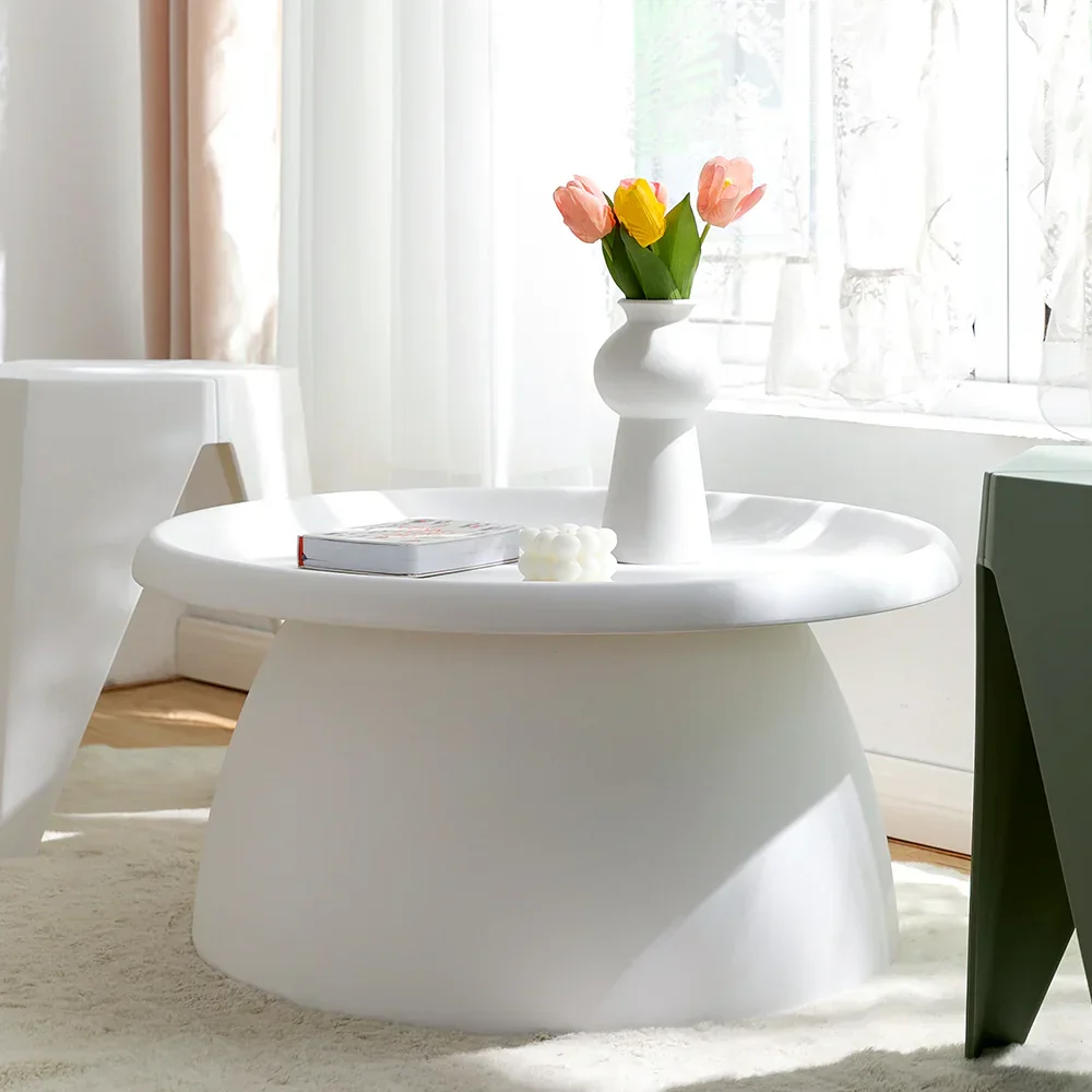 Coffee Table Round 71CM Plastic White - Image 5