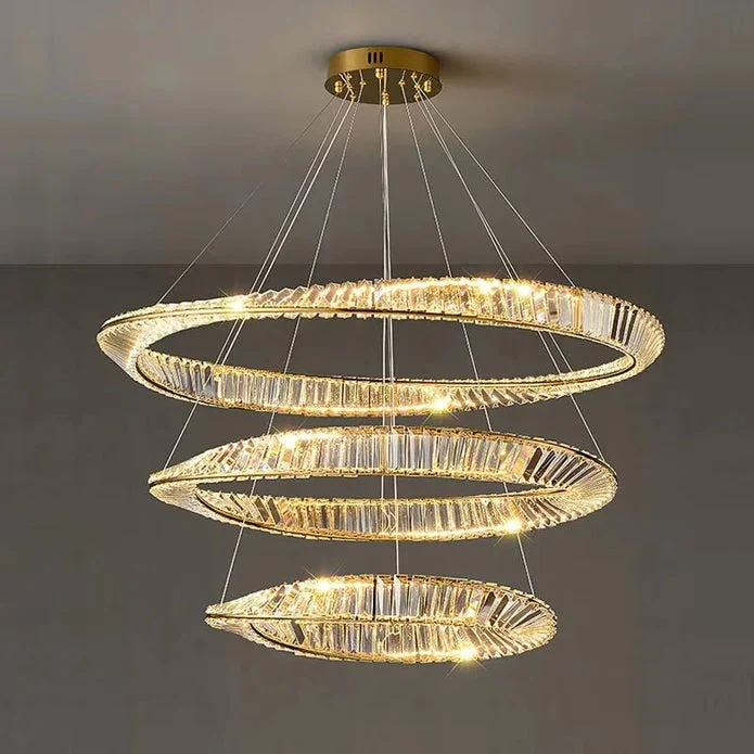 BAMDECOR C3342/3 Modern Crystal Chandeliers Lighting Fixtures Contemporary Wave Chandelier Lighting Fixtures Crystal Pendant Ceiling Lights for Living Room (Gold) - Image 3