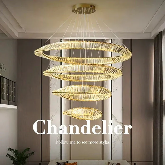 BAMDECOR C3342/4 Modern Crystal Chandeliers Lighting Fixtures Contemporary Wave Chandelier Lighting Fixtures Crystal Pendant Ceiling Lights for Living Room (Gold) - Image 3