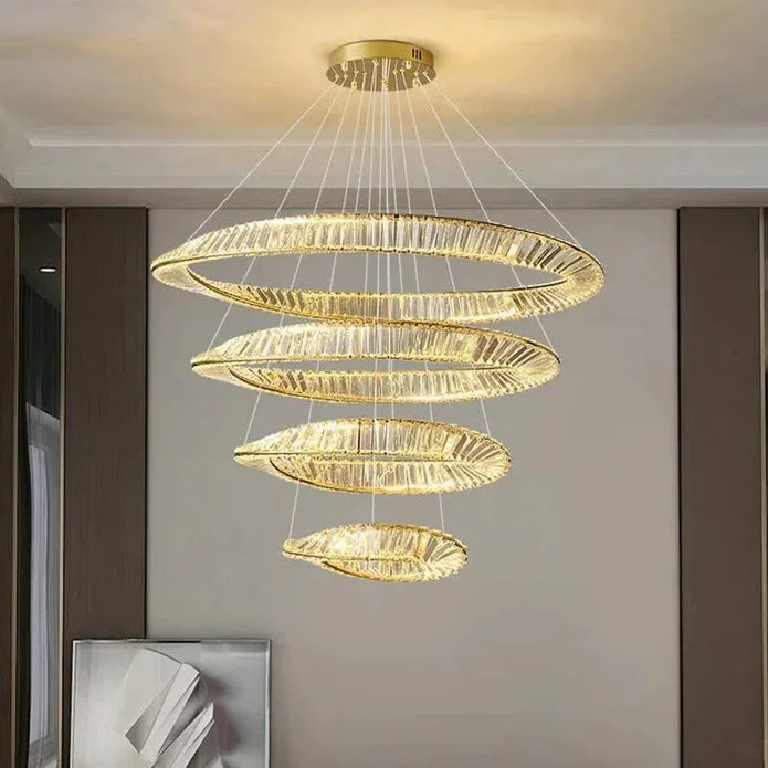 BAMDECOR C3342/4 Modern Crystal Chandeliers Lighting Fixtures Contemporary Wave Chandelier Lighting Fixtures Crystal Pendant Ceiling Lights for Living Room (Gold) - Image 4