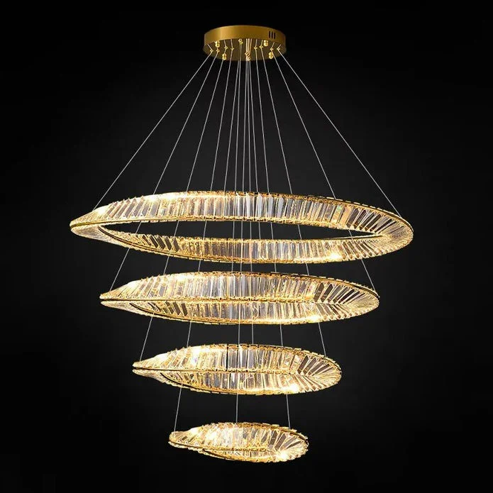 BAMDECOR C3342/4 Modern Crystal Chandeliers Lighting Fixtures Contemporary Wave Chandelier Lighting Fixtures Crystal Pendant Ceiling Lights for Living Room (Gold) - Image 5
