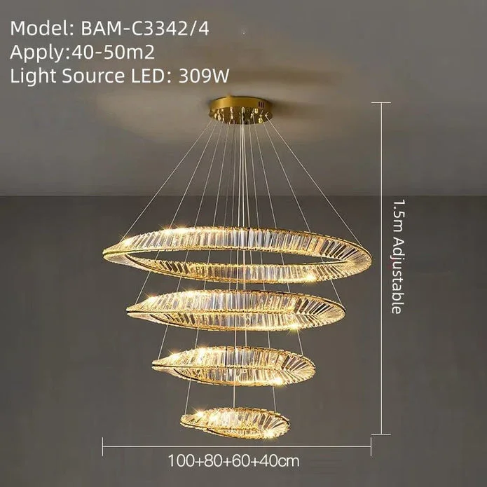 BAMDECOR C3342/4 Modern Crystal Chandeliers Lighting Fixtures Contemporary Wave Chandelier Lighting Fixtures Crystal Pendant Ceiling Lights for Living Room (Gold) - Image 7