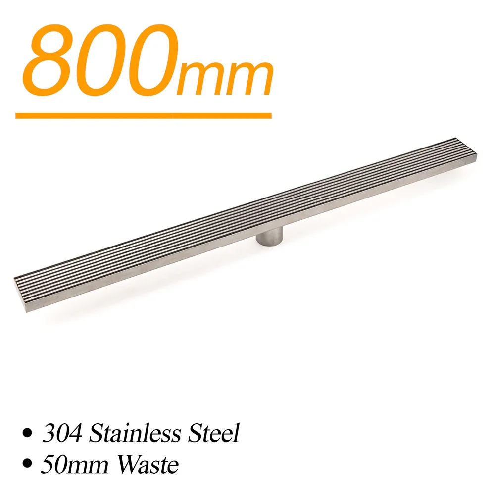 Bathroom Stainless Steel 800mm Strip Fence Shower Grate Floor Drain 50mm Outlet - Image 2