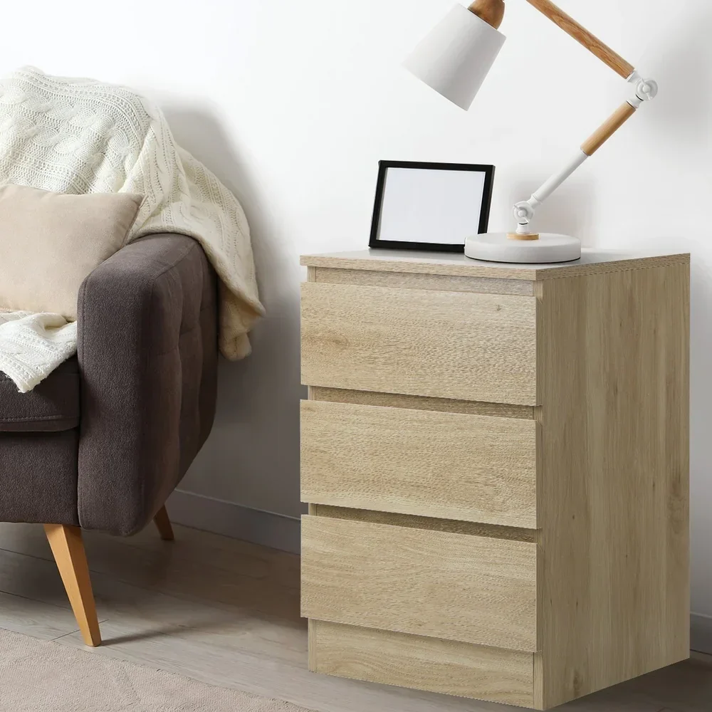 Bedside Tables Set of 2 Nightstand Natural - Image 3