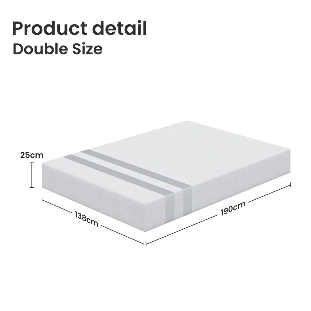 Double Memory Foam Mattress 25cm Cooling Gel Foam Mattress in a Box Medium Feel - Image 4