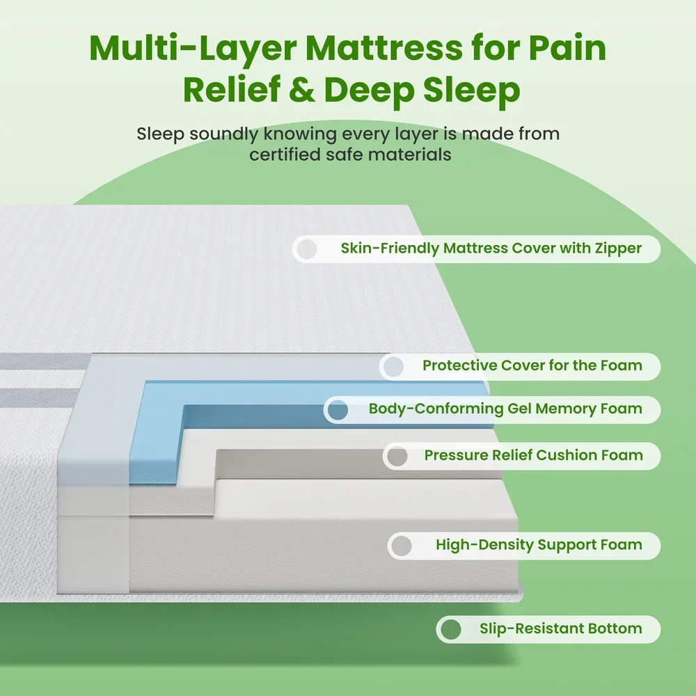 Double Memory Foam Mattress 25cm Cooling Gel Foam Mattress in a Box Medium Feel - Image 7