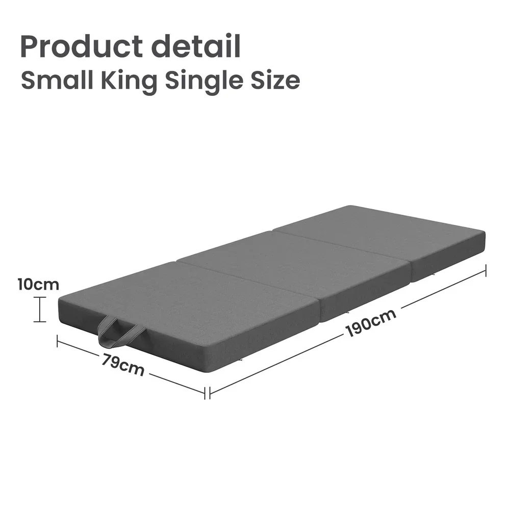 Folding Mattress Small King Single Trifold Mattress Firm Support Foam Washable Cover 10cm - Image 3