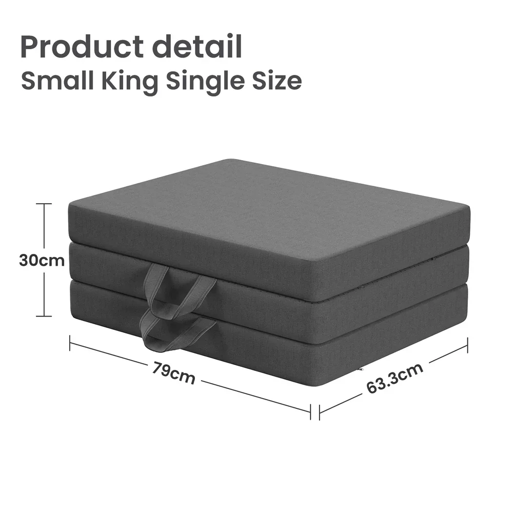 Folding Mattress Small King Single Trifold Mattress Firm Support Foam Washable Cover 10cm - Image 4