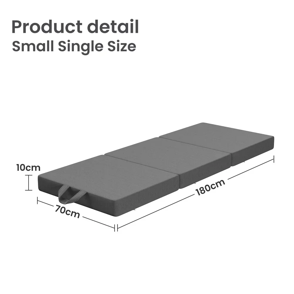 Folding Mattress Small Single Trifold Mattress with Firm Support Foam Washable Cover 10cm - Image 3