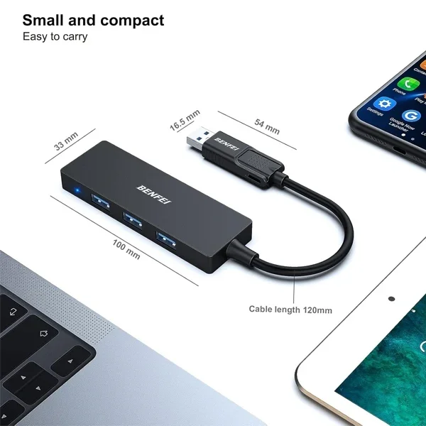 000291BK 4-Port USB 3.0 Ultra Flat Data Hub, USB C Hub with 4 Ports USB 3.0 Adapter - Image 5